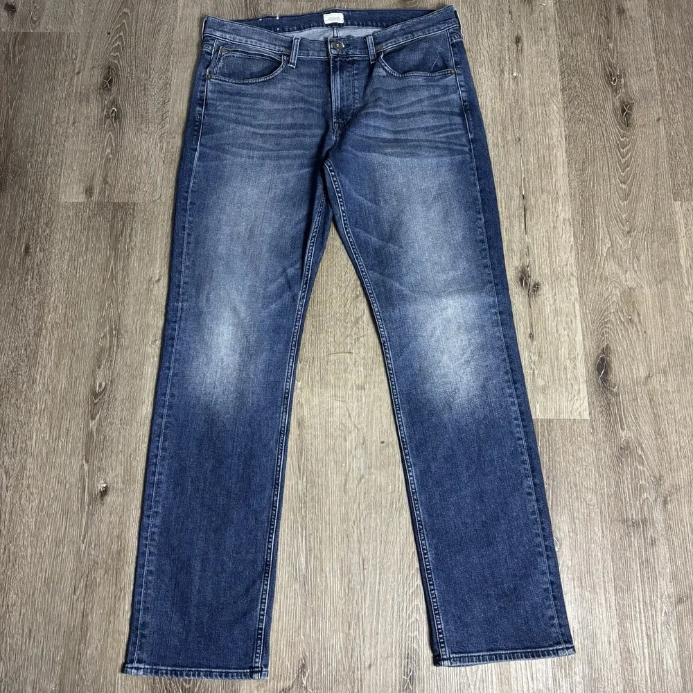 Hudson Byron Straight Jeans Mens 38x34‎ Blue Denim Zip Fly Stretch Five Pocket